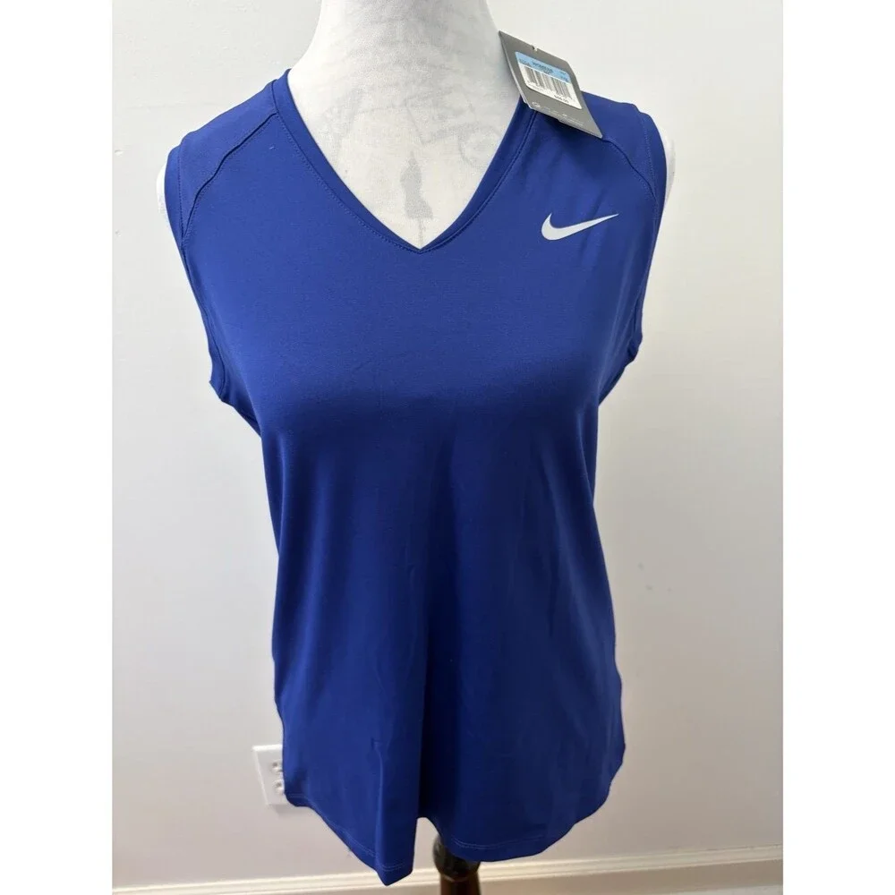 Nike Golf Dri-FIT Women's Sleeveless Polo Shirt Blue Size M NWT 725505-455